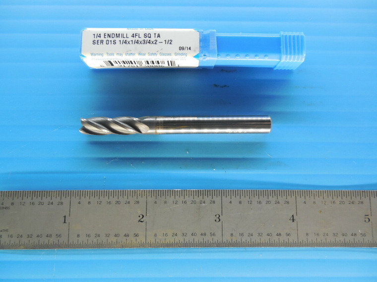 SGS 30006 1/4 X 1/4 X 3/4 X 2 1/2 4 FLUTE SOLID CARBIDE SQUARE END MILL TOOL