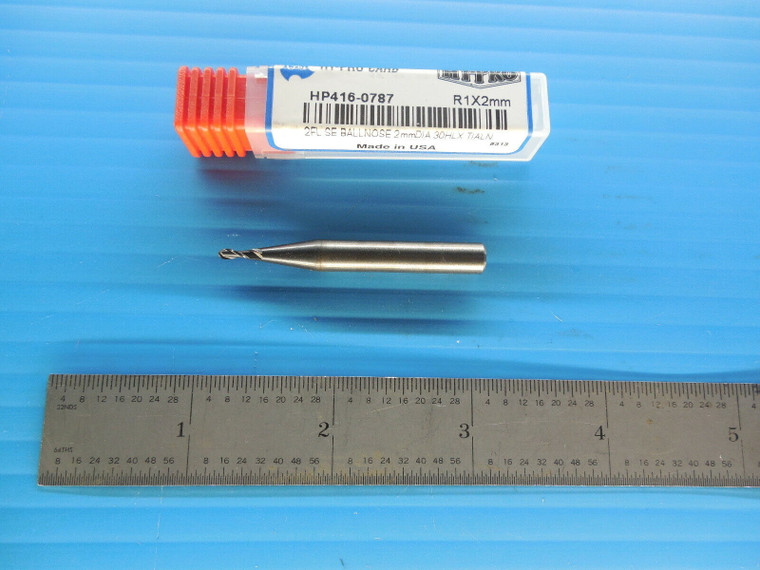 OSG HP416-0787 2 mm DIA. 30 HELIX TIALN 2 FLUTE BALL NOSE END MILL TOOLMAKER