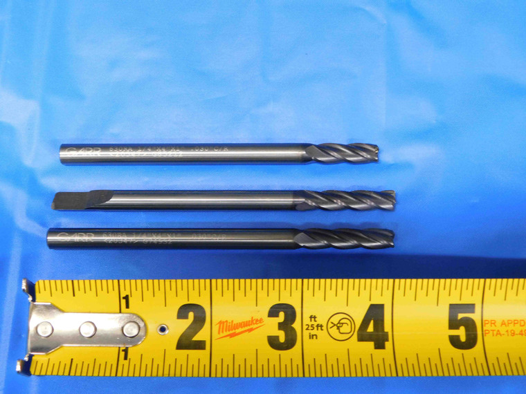 3pcs GARR 1/4" O.D. 3/4" - 1" LOC CORNER RADIUS CARBIDE END MILL 630RA 20347 .25 - BS1270AY3