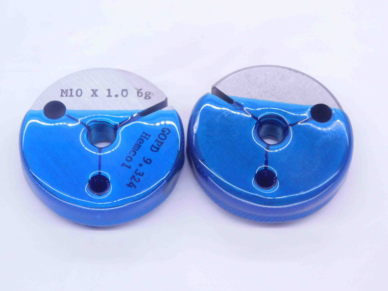 M10 X 1 6g METRIC THREAD RING GAGES 10 1.0 GO NO GO P.D.'S = 9.324 & 9.212 CHECK - JA0716