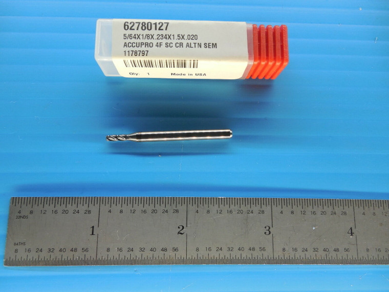 ACCUPRO 62780127 5/64 DIA 1/8 SHANK .234 LOC 1.5 OAL ALTN 4 FL. CARBIDE END MILL