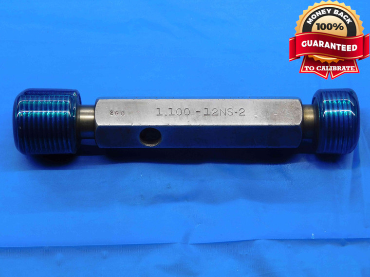 1.100 12 NS 2 THREAD PLUG GAGE 1.1 .10 .100 GO NO GO P.D.'S = 1.0459 & 1.0515 - DW26214RD