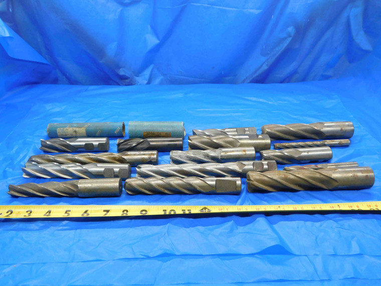 15 PC. LOT HSS END MILLS SIZES RANGING FROM 13/32" TO 1 1/4" SQUARE BALL NOSE - CB0566LVR