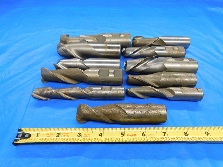 11PCS LOT HSS END MILLS VARIOUS SIZES FROM 3/4 - 1 1/2 SQUARE BALL NOSE RADIUS - BT0943BY2