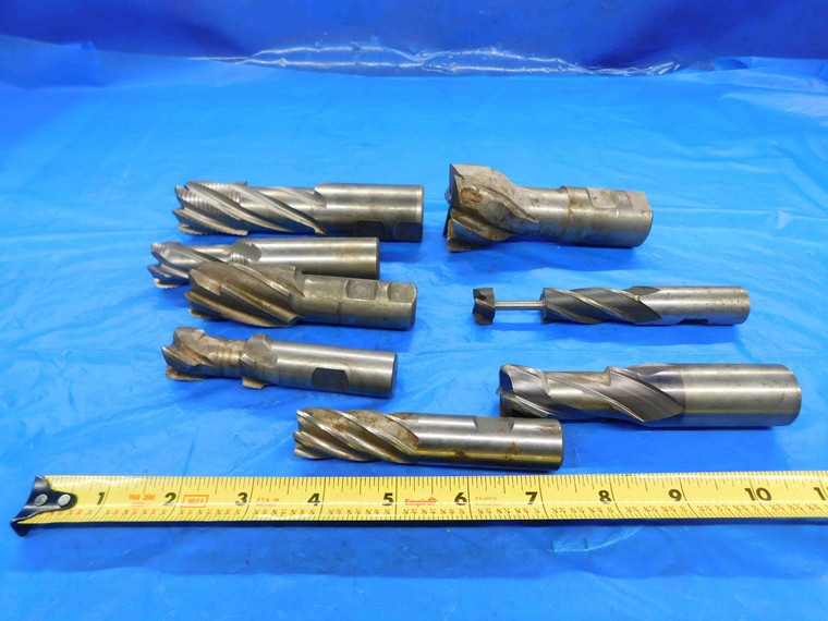 8PCS MODIFIED HSS END MILLS VARIOUS SIZES FROM 45/64 - 59/64 ROUGHING SQUARE - BT0949BY2