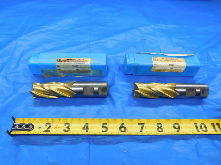 2 PC REGROUND SQUARE END MILLS TiN COATED 1" CUTTING DIA. 1" SHANK DIA.  1.0 - CB0631BY2