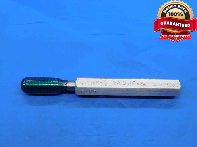 3/8 24 UNF 2A SET THREAD PLUG GAGE .375 .3750 GO ONLY P.D. = .3468 INSPECTION - DW26367RD