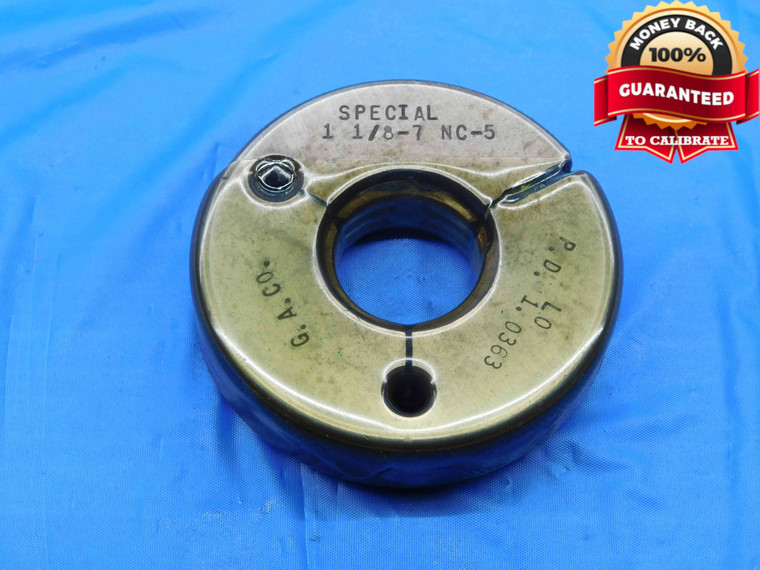 1 1/8 7 NC 5 SPECIAL THREAD RING GAGE 1.125 NO GO ONLY P.D. = 1.0363 UNC-5 CHECK - DW26393RD