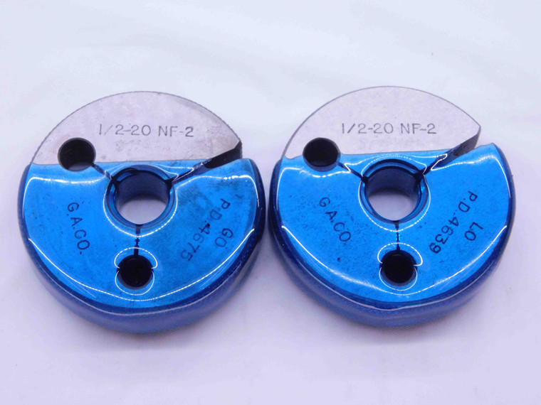1/2 20 NF 2 THREAD RING GAGES .5 .50 .500 GO NO GO P.D.'S = .4675 & .4639 UNF-2 - DW26395RD