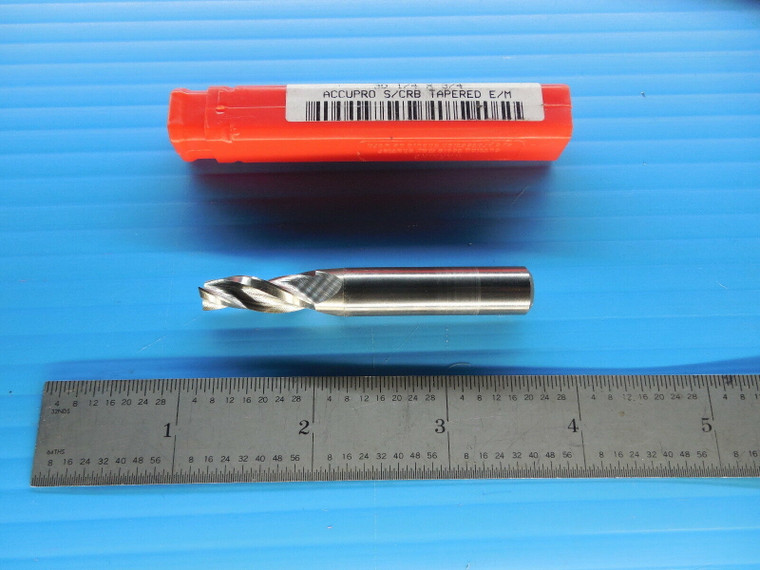 ACCUPRO CARBIDE END MILL 02257426 1/4 O.D. 3/8 SHANK 3/4 LOC 3 DEGREE TAPER 3 FL