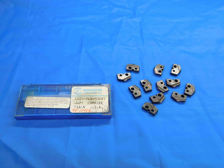 12 PC. LOT OF MADISON CARBIDE SPADE DRILL INSERTS 1151-261-90027 .624 TIALN - CB0920CB2