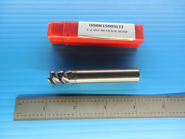 SOLID CARBIDE END MILL 1/2 DIA 3 FL CENTER CUTTING 5/8 LOC 3" OAL ALTIN HI HELIX