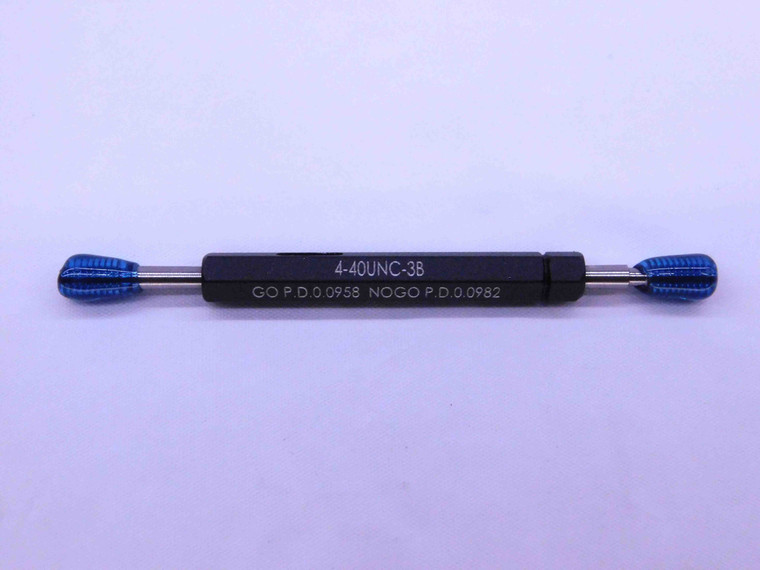 4 40 UNC 3B THREAD PLUG GAGE #4 .112 .1120 GO NO GO P.D.'S = .0958 & .0982 CHECK - DW26457RD