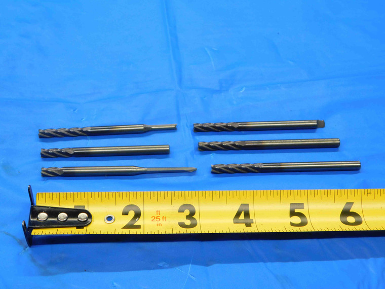6 PC. LOT OF CARBIDE REGROUND END MILLS 3/16 O.D. UP TO ABOUT 1" LOC 4 FLUTE - CB1033AY3