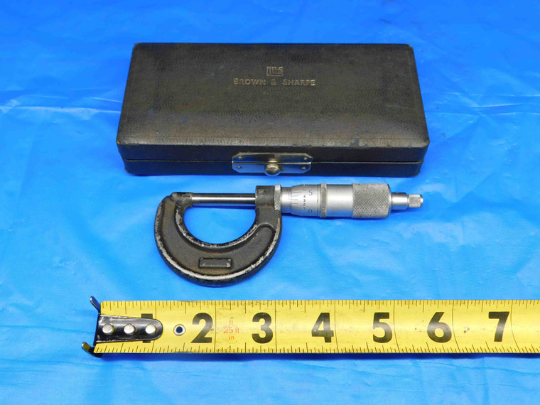 BROWNE & SHARPE OUTSIDE MICROMETER 0 - 1" INPECTION TOOL W/ CASE USA MADE O.D. - BR2458BN2