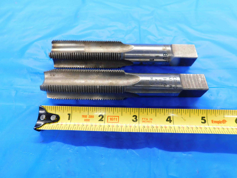 2pcs BUTTERFIELD & CARD HSS TAPS 1" - 14 PLUG & BOTTOMING 1.0 NF NS 4 FLUTE - BT1597LVR