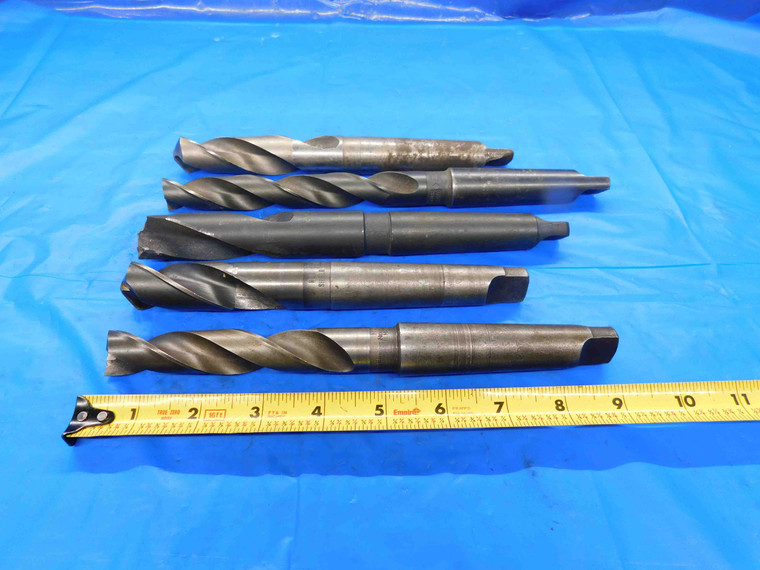 5pcs HSS TWIST DRILL BITS SIZES FROM 3/4" TO ABOUT 1" MORSE TAPER #3 SHANKS MT3 - BT1602LVR