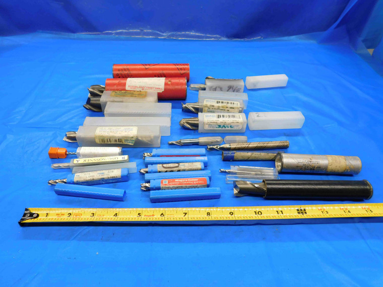LOT OF 16 NEW OR REGROUND ? HSS END MILLS VARIOUS SIZES FROM 3/32" - 1" - BT1611LVR