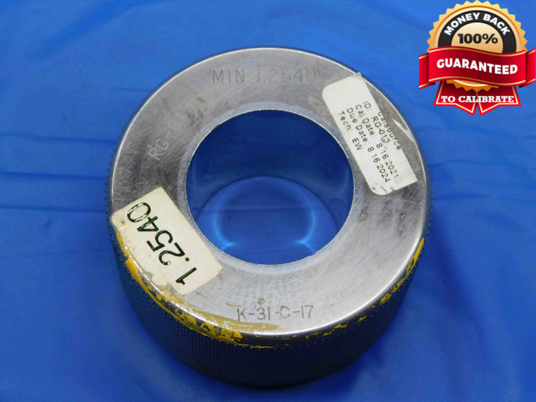 1.2540 CL XX MASTER PLAIN BORE RING GAGE 1.2500 +.0040 1 1/4 32 mm 1.254 CHECK - DW26602BS3
