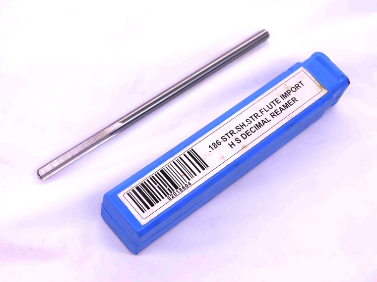 0.186 OD HSS REAMER 3/16 SHANK 4 FL .186 .1860 3/16 .1875 -.0015 UNDERSIZE .1875 - JC1125BS3