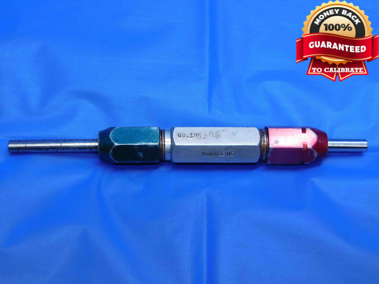 .1980 & .2060 CL Y PIN PLUG GAGE GO NO GO .2031 +.0029 13/64 5 mm .198 .206 - SR0006LVR