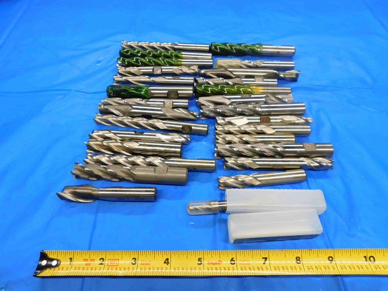 LOT OF 28 HSS END MILLS SQUARE & ROUGHING VARIOUS SIZES FROM 13/64 - 5/8 - BT1668BQ3
