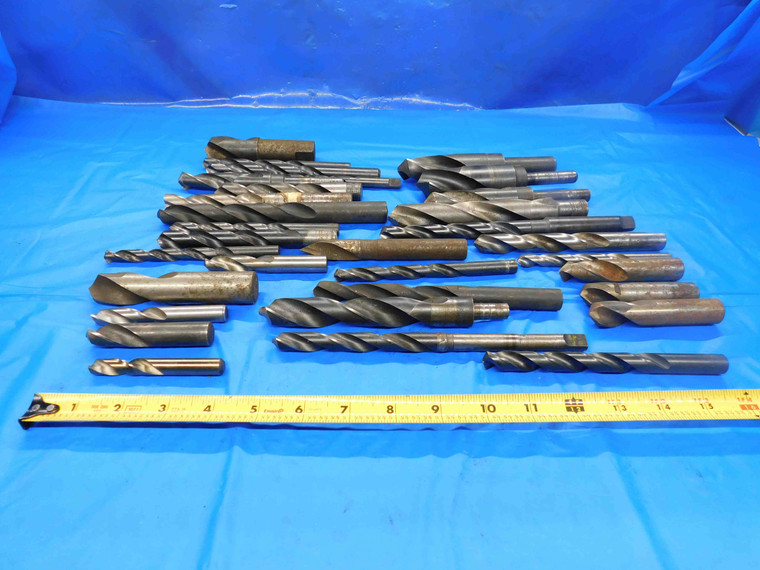 LOT OF 32 STRAIGHT SHANK HSS TWIST DRILL BITS VARIOUS SIZES UP TO 1 1/8" 1.125 - BT1722LVR