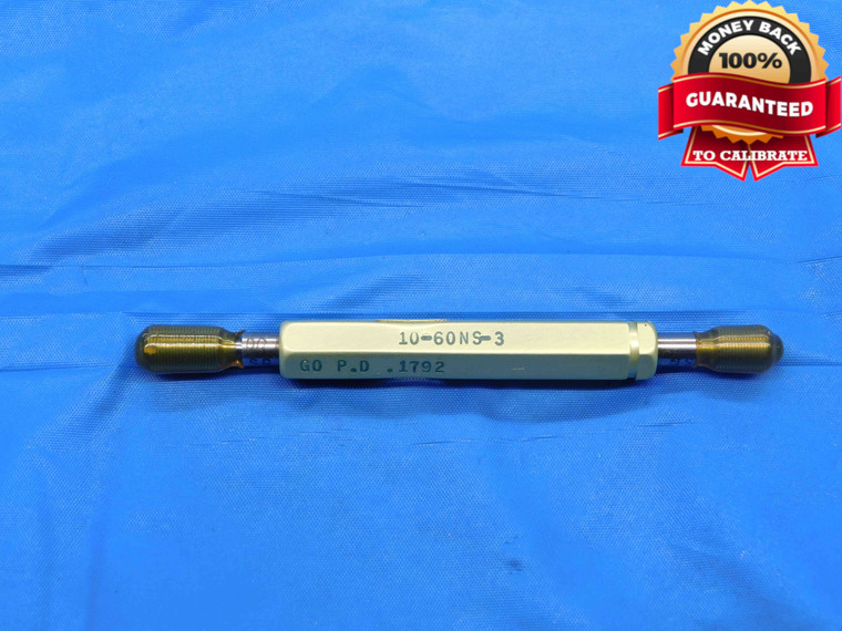 10 60 NS 3 THREAD PLUG GAGE #10 .190 .1900 GO NO GO P.D.'S = .1792 & .1809 CHECK - DW26691LVR