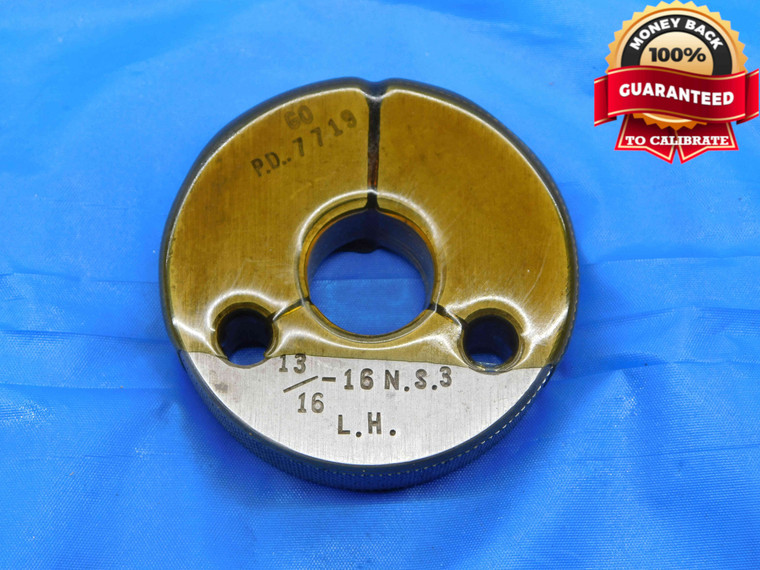 13/16 16 NS 3 LEFT HAND THREAD RING GAGE .8125 GO ONLY P.D. = .7719 L.H. UNS-3A - DW26711BR3