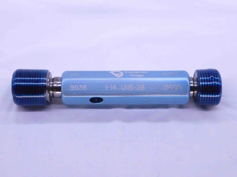 1" 14 UNS 2B VERMONT THREAD PLUG GAGE 1.0 1.00 GO NO GO P.D.'S = .9536 & .9609 - 1142BP1