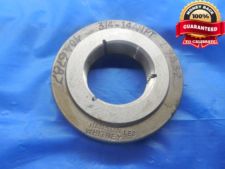 3/4 14 ANPT L1  PIPE THREAD RING GAGE .75 A.N.P.T. L-1 INSPECTION MACHINIST TOOL - 3414ANPTL1R1