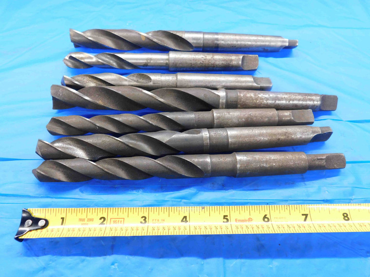 LOT OF 7 TWIST DRILL BITS HSS SIZES UP TO 25/32 WITH MORSE TAPER #2 SHANKS MT2 - BT1847BN3