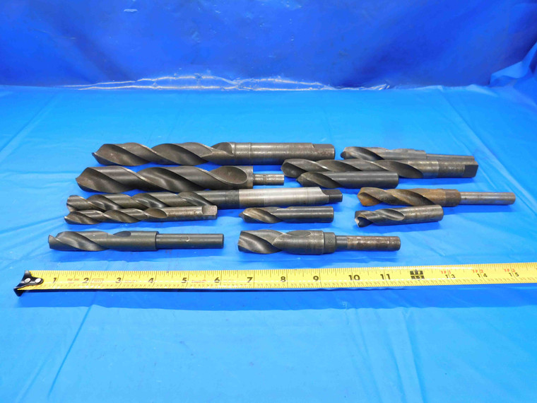 LOT OF 12 HSS TWIST DRILL BITS VARIOUS SIZES UP TO 1 1/16" SOME REDUCED SHANKS - BT1943BN3