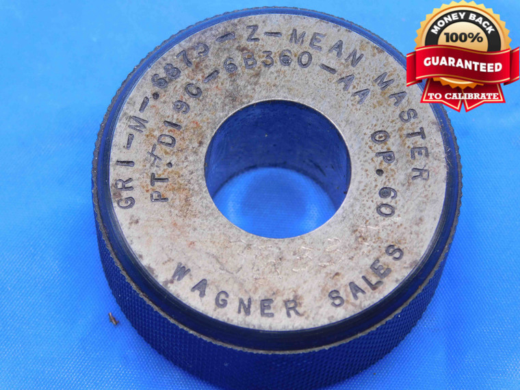 .6875 CLASS Z MASTER PLAIN BORE RING GAGE ONSIZE 11/16 17.463 mm SETTING CHECK - JC1607BT3