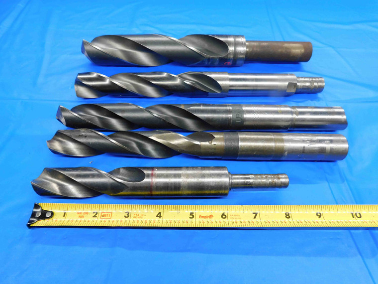 LOT OF 5 HSS TWIST DRILL BITS SIZES UP TO 1 1/2" REDUCED SHANKS UP TO .990 DIA. - BT2357BR3