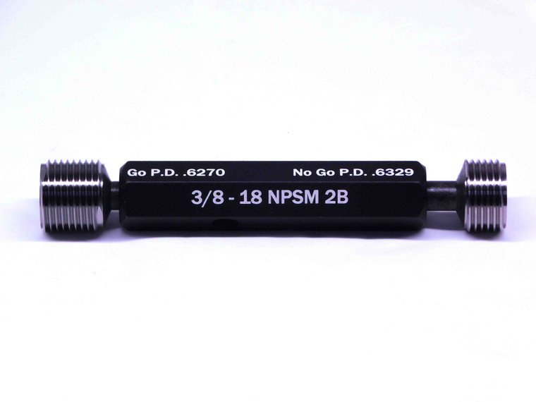 NEW 3/8 18 NPSM 2B PIPE THREAD PLUG GAGE .375 GO NO GO P.D.'S = .6270 & .6329 - MS6856LZ