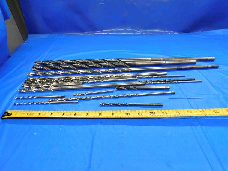 LOT OF HSS EXTRA LENGTH / AIRCRAFT TWIST DRILL BITS VARIOUS SIZES UP TO 39/64