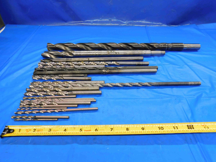 LOT OF HSS EXTRA LENGTH / AIRCRAFT TWIST DRILL BITS VARIOUS SIZES UP TO 29/32