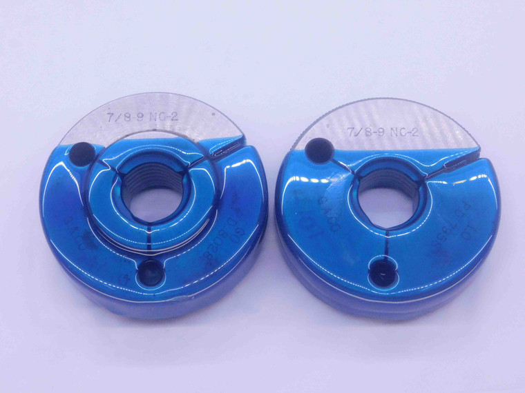 7/8 9 NC 2 THREAD RING GAGES .875 .8750 GO NO GO P.D.'S = .8028 & .7958 UNC-2 - TT0507EF