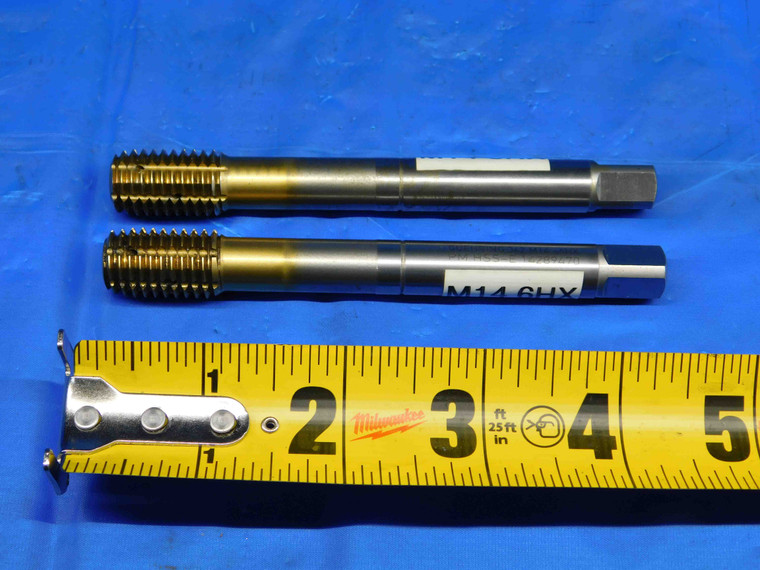 2 PCS GUEHRING M14 X 2 COOLANT HSSE TIN COATED THREAD FORMING TAP 6 STRAIGHT FL - BR3549AY3