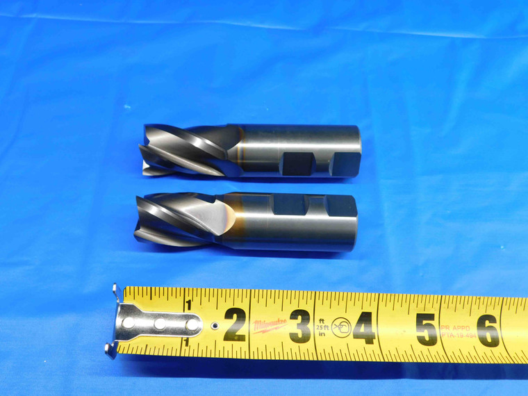 2 PCS NIAGARA 1" O.D. TiCN CARBIDE REGROUND END MILLS 1" SHANK 4 FL 97563-NC - BR3615BR3