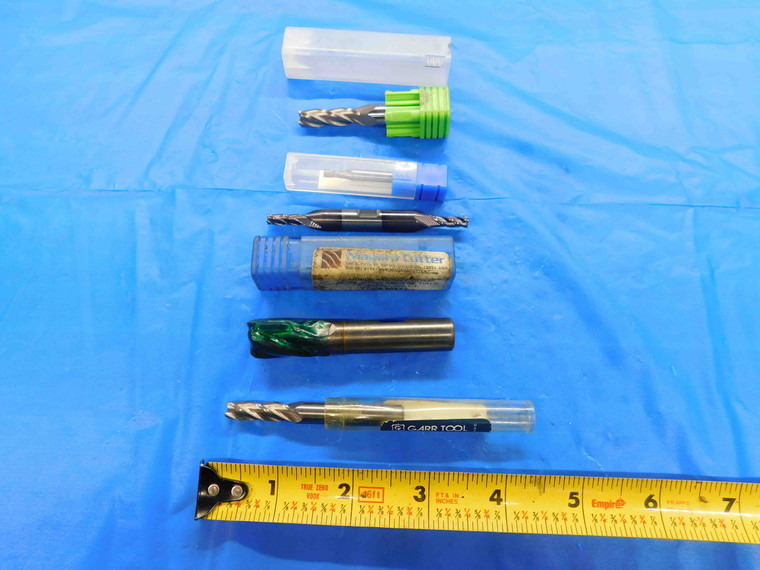 LOT OF 5 NIAGRA CUTTER/GARR TOOL/CSG CARBIDE SQUARE END MILLS SIZES UP TO 1/2"  - BT2595AR3