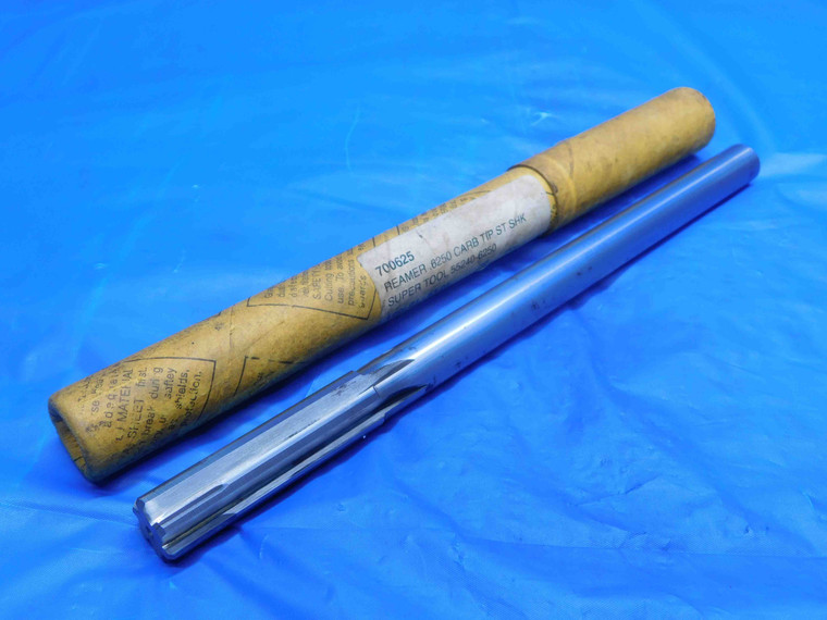 SUPER USA 5/8 OD HSS CARBIDE TIPPED REAMER SHANK 6 FL .625 .6250 ONSIZE 16 mm - SR0407AF4
