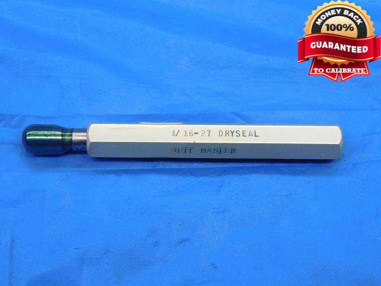 1/16 27 NPTF NON-THREADED REFERENCE MASTER PIPE THREAD PLUG GAGE .0625 N.P.T.F. - DW26861LVR