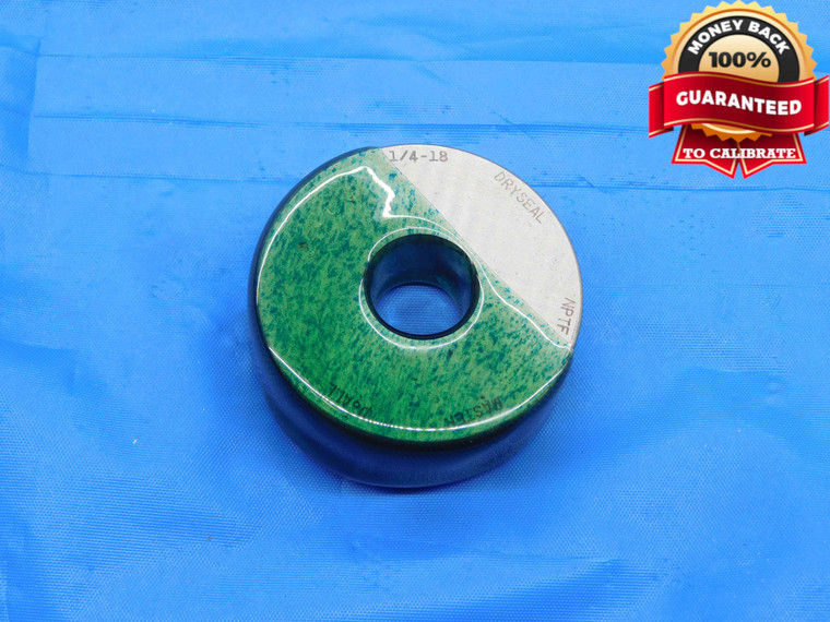 1/4 18 NPTF NON-THREADED REFERENCE MASTER PIPE THREAD RING GAGE .25 N.P.T.F. - DW26869LVR