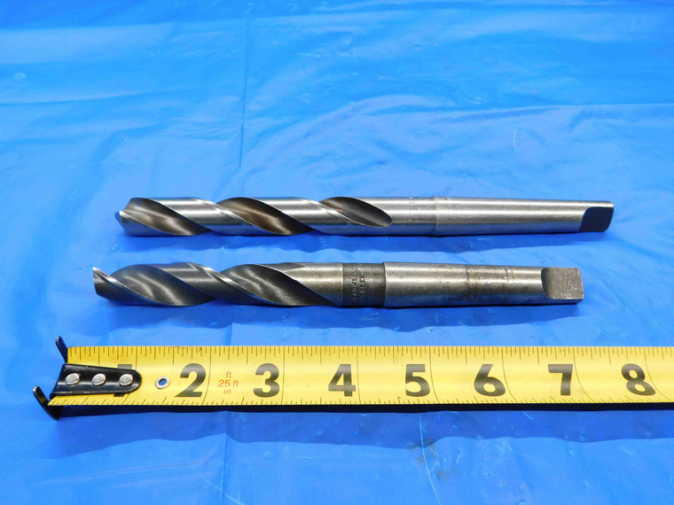 2 PC. LOT OF HSS TWIST DRILL BITS 11/16 CUTTING DIA MT2 SHANK ONE FLAT BOTTOM - CB2701LVR