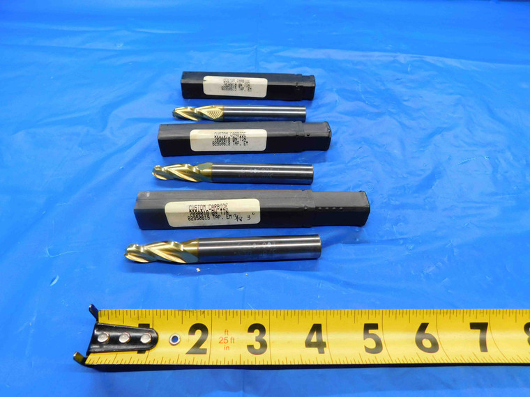3 PC. LOT OF CARBIDE TAPERED END MILLS 3/8 CUT DIA TIN 3 DEGREE ANGLE 7030018 - CB2741BR3