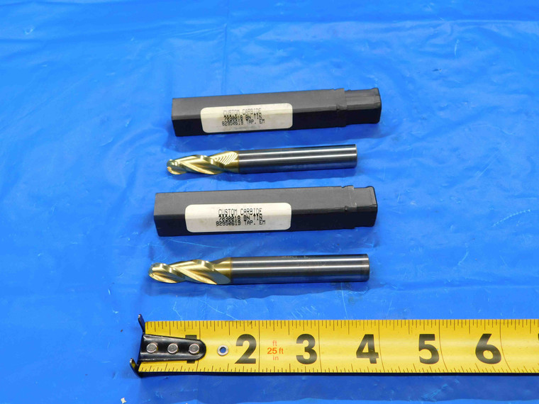 2 PCS CARBIDE 3 DEGREE TAPERED END MILLS 3/8 CUT DIA 1/2 SHANK DIAMETER 3 FLUTE
