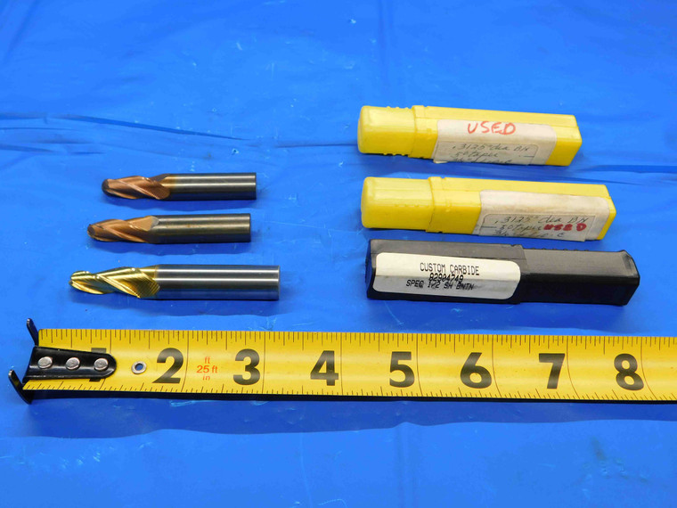 3 PC. LOT OF CARBIDE TIN / TiAlN TAPERED END MILLS 3/8 TO 1/2 DIA. 4 FLUTE BNTN - CB2878BR3
