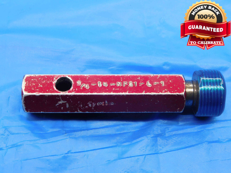 3/4 14 NPSI L1 PIPE THREAD PLUG GAGE .75 .750 .7500 3/4"-14 INSPECTION CHECK - DW26046BL3